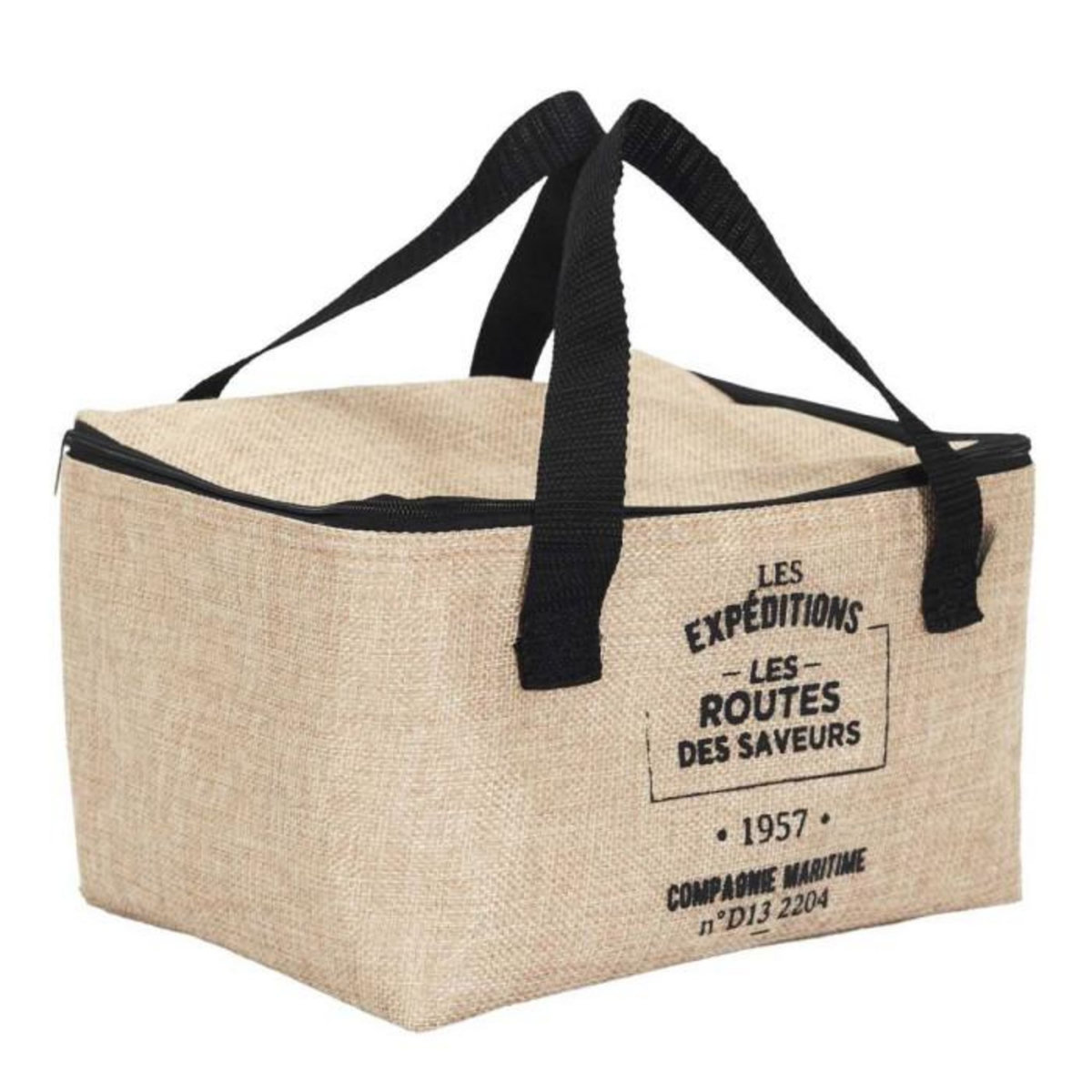 Paris Prix Lunch Bag Fraicheur Isotherme  Effet Jute  16cm Beige