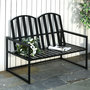 Voir la diapositive 2 : OUTSUNNY Banc de jardin design contemporain 2 places dim. 108L x 63l x 80H cm métal époxy noir