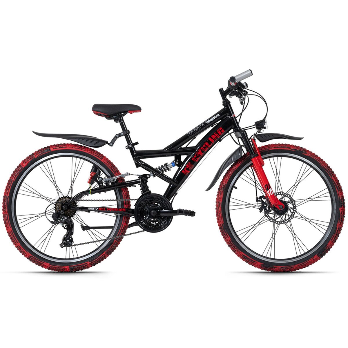 VTT tout suspendu 24 ATB Crusher noir rouge TC 36 cm pas cher