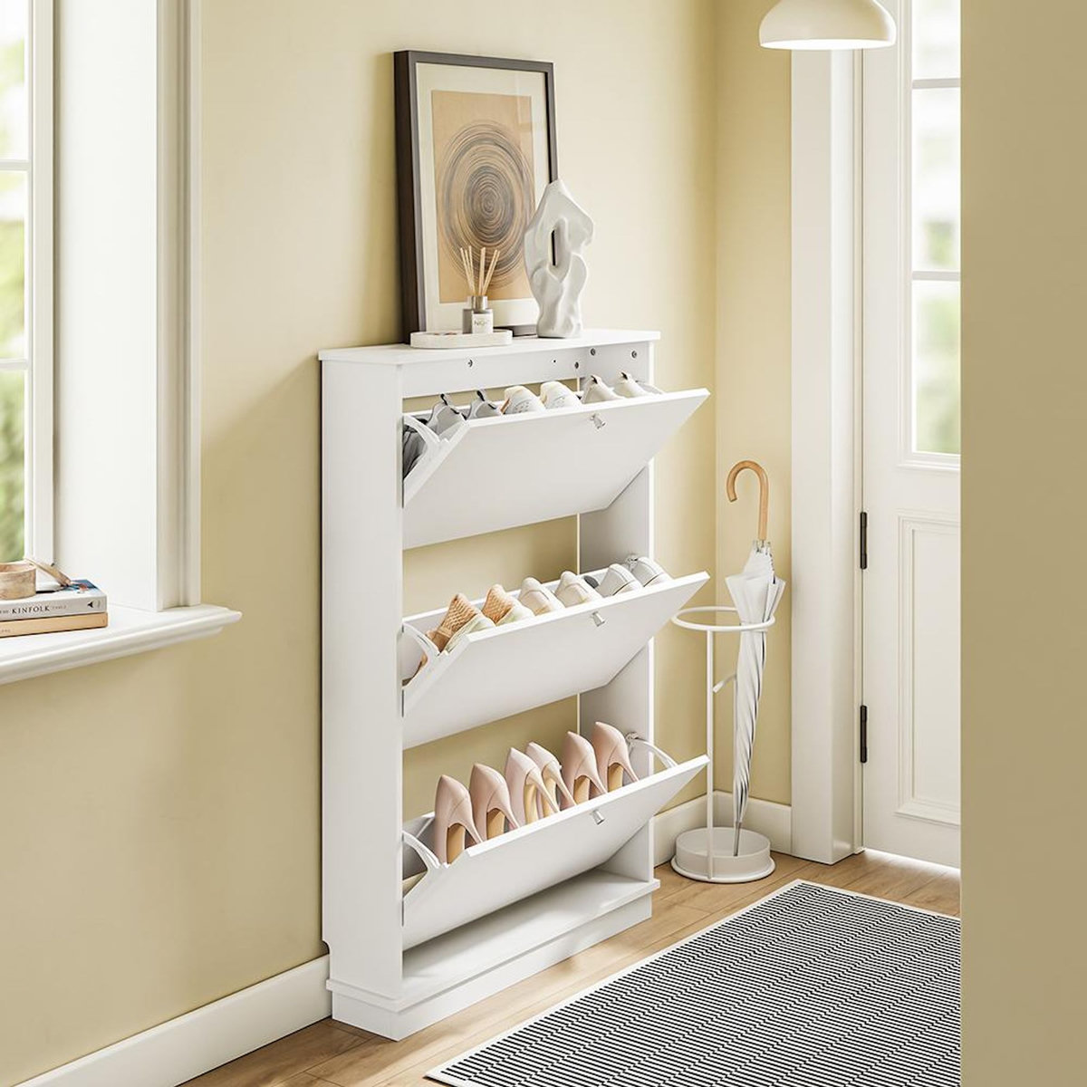 SOBUY Armoire à chaussures Blanc 76x18x113cm FSR215-W