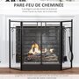 Voir la diapositive 4 : HOMCOM Pare-feu large pour cheminée ou poêle - pare-étincelles serviteur de cheminée 2 en 1 avec accessoires - 3 volets pliables et porte - acier métal noir