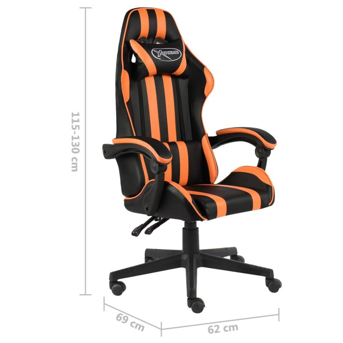 VIDAXL Fauteuil de jeux video Noir et orange Similicuir