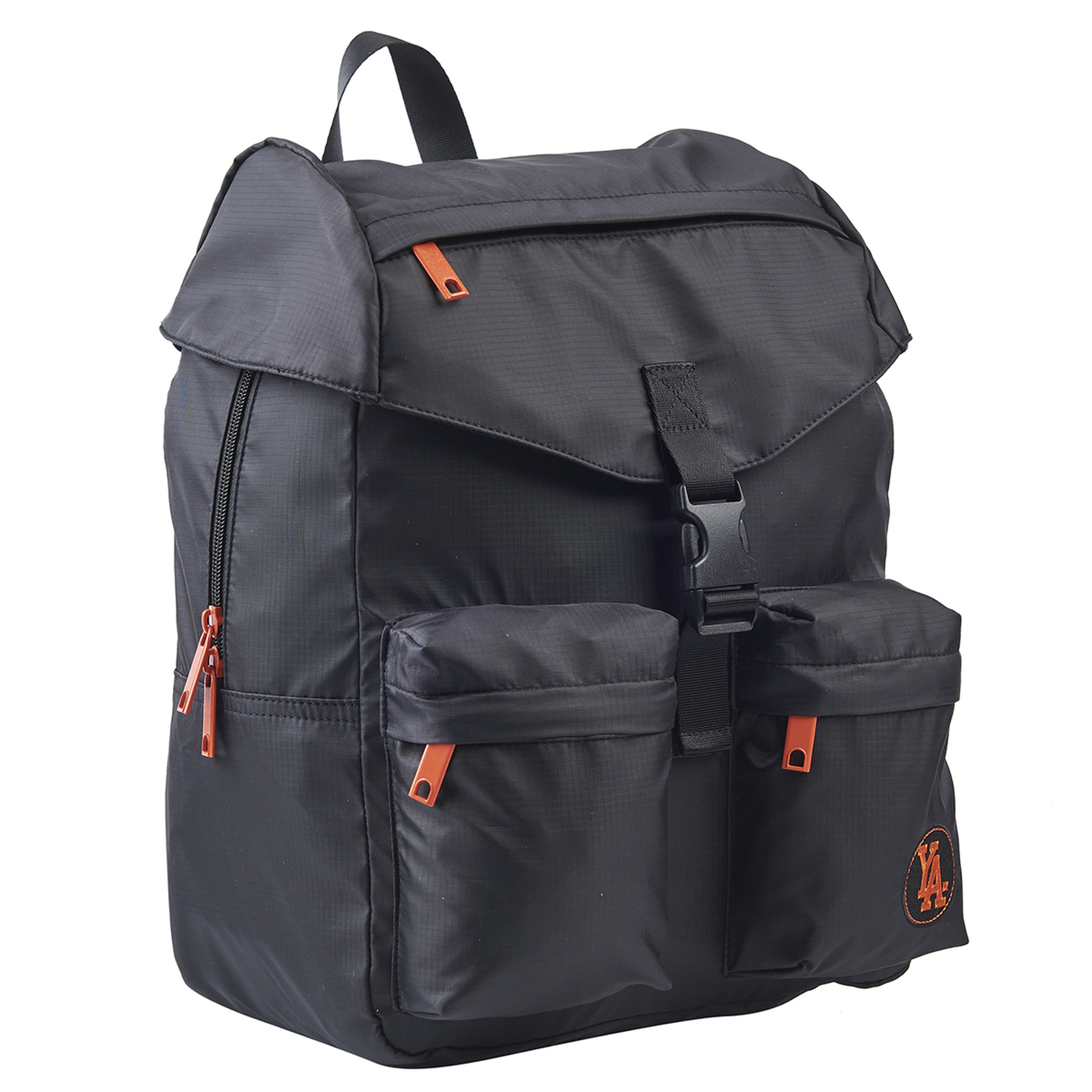 Voir la diapositive 2 : YOUNG'S ATTITUDE Sac à dos noir et orange avec compartiment pour ordinateur Vintage