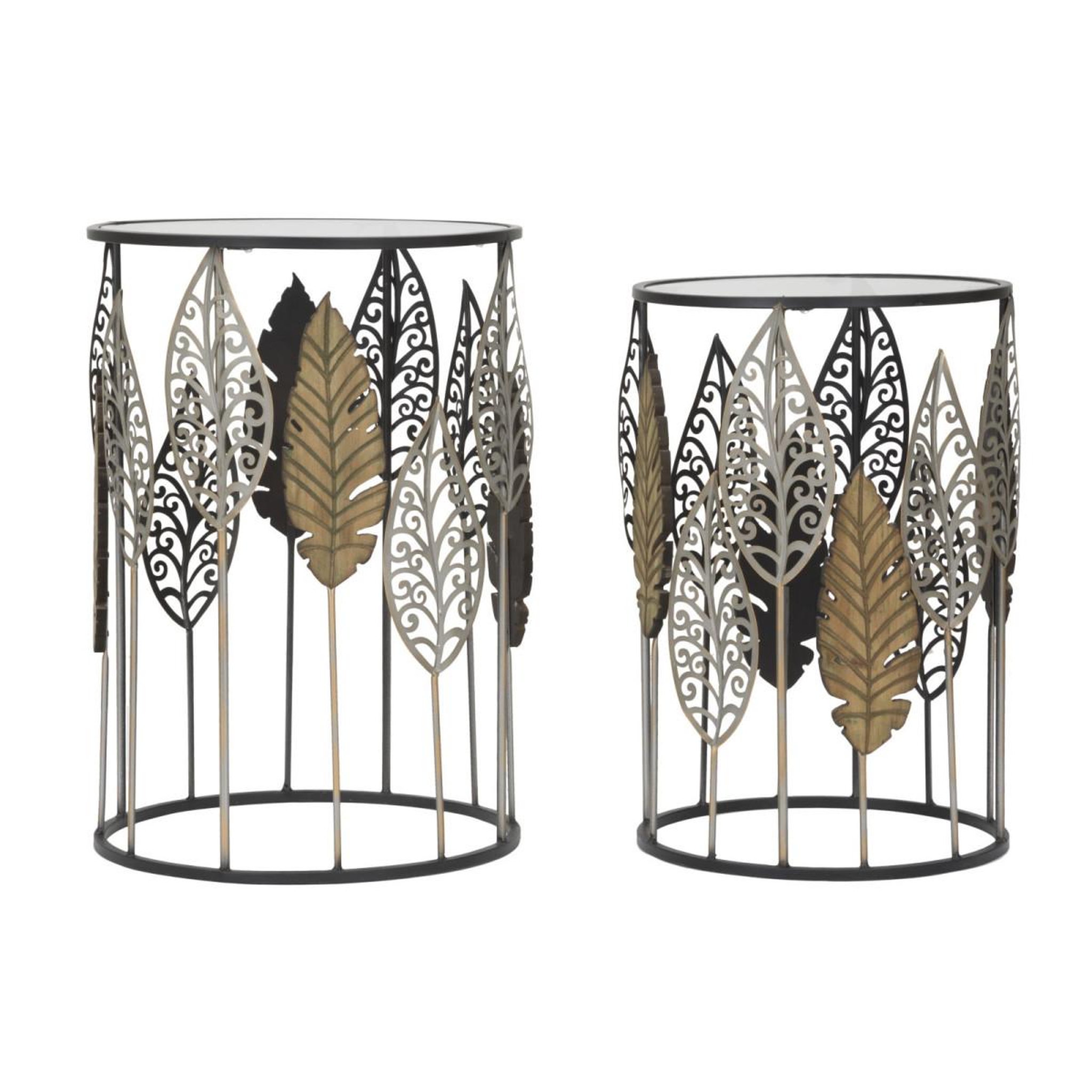 Paris Prix Lot de 2 tables d'appoint  feuilles  55cm multicolore