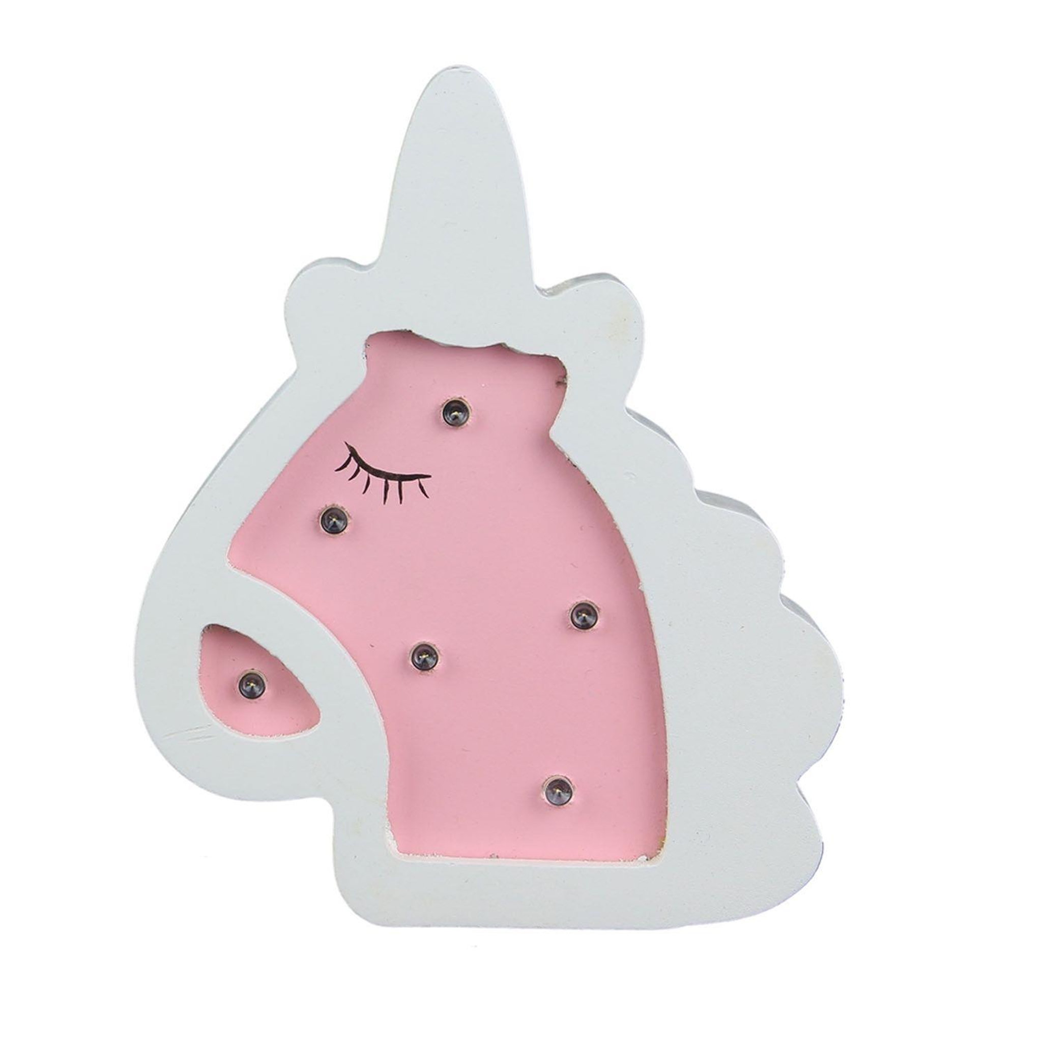 Hello Kids Lampe en bois enfant Licorne - H. 13 cm. Coloris disponibles : Blanc