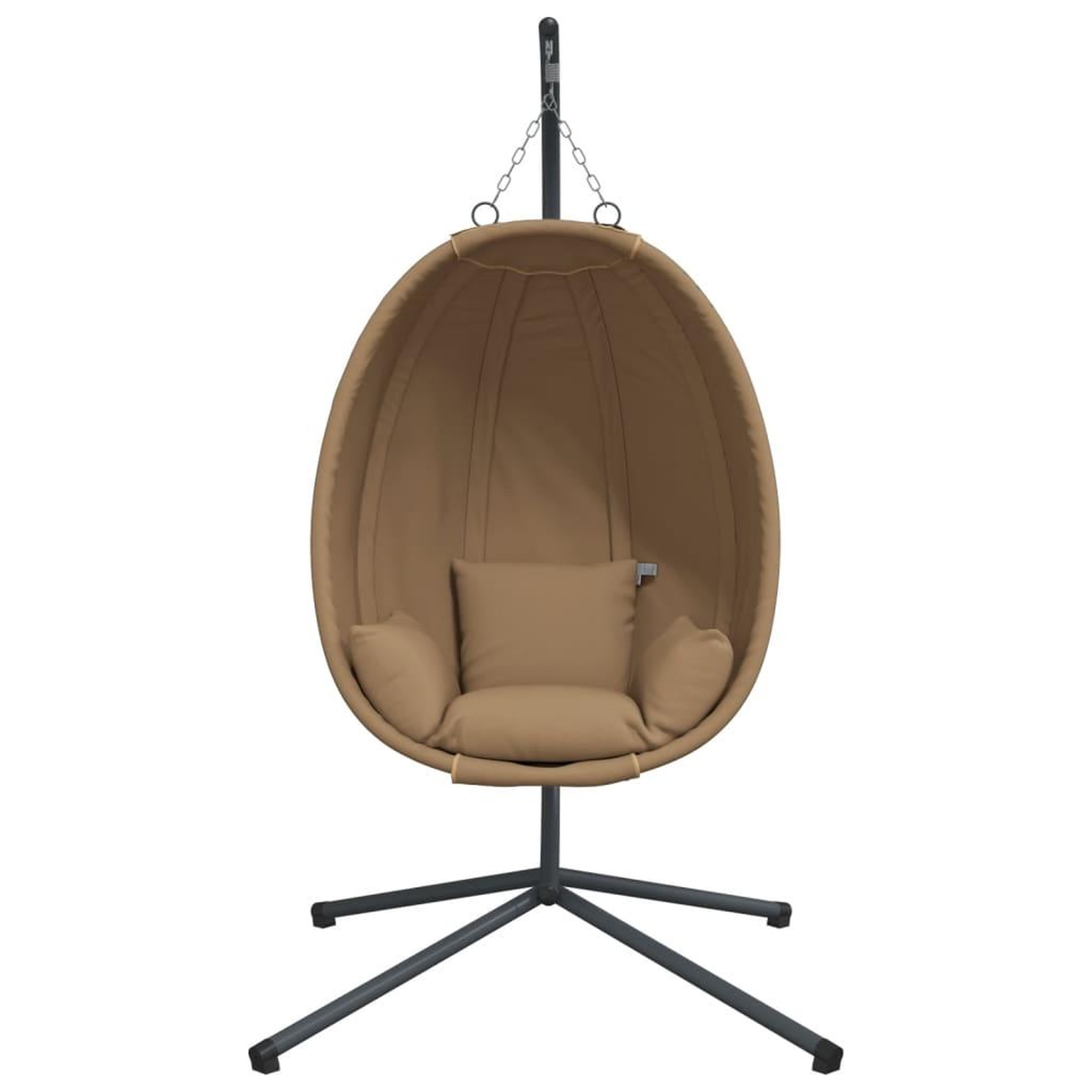 Voir la diapositive 4 : VIDAXL Chaise suspendue en forme d'œuf et support taupe tissu et acier