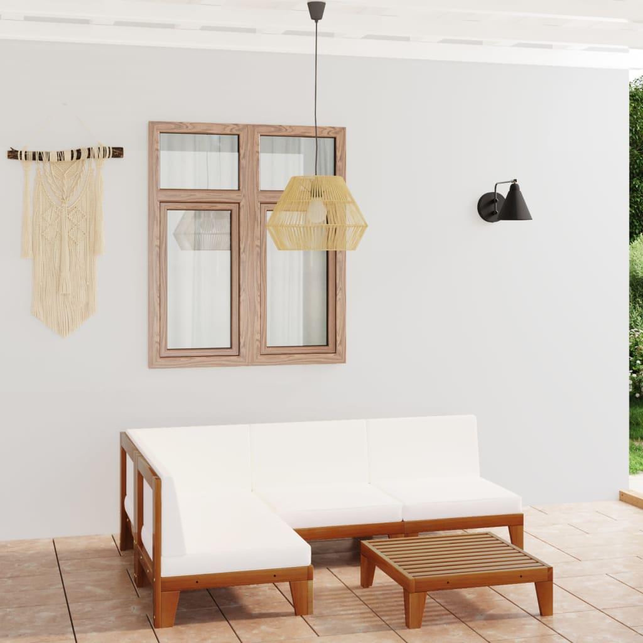 Voir la diapositive 1 : VIDAXL Salon de jardin 5 pcs avec coussins Bois d'acacia solide