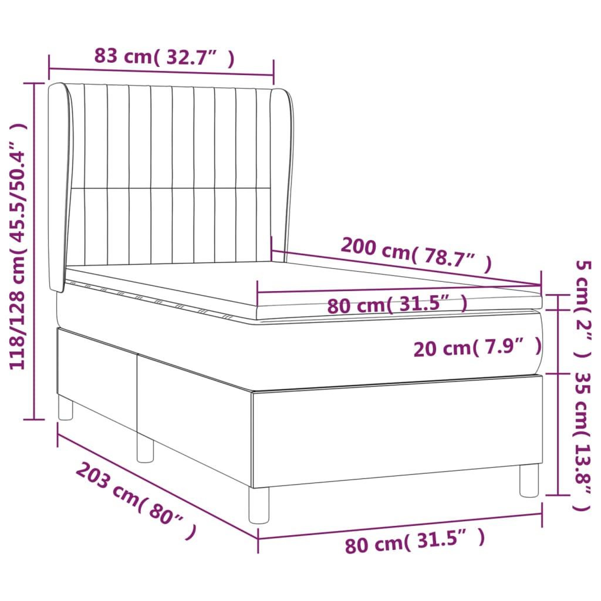 Voir la diapositive 6 : VIDAXL Sommier a lattes de lit avec matelas Marron fonce 80x200 cm