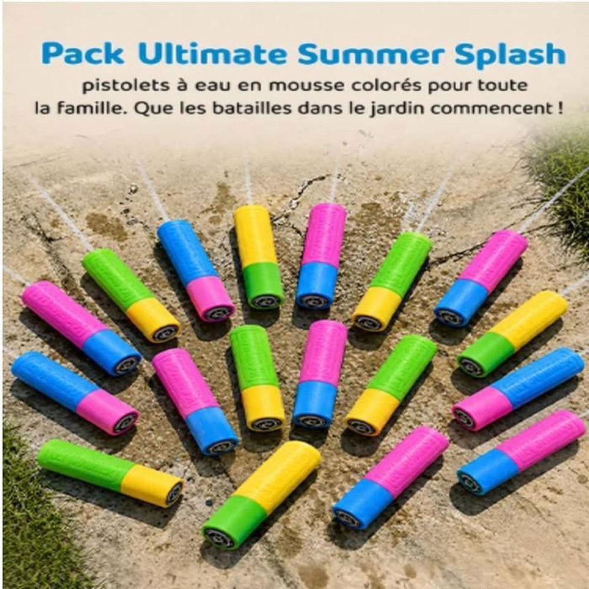 Voir la diapositive 5 : Lot de 18 pistolets à eau en mousse, jeux d'extérieur 4 à 6 m, 3 à 8 ans, couleur bleu vert jaune rose, environ 16 cm