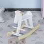 Voir la diapositive 2 : HOMCOM Cheval à bascule en bois - jeu à bascule bois - poignées repose-pied butées - MDF contreplaqué blanc bois naturel
