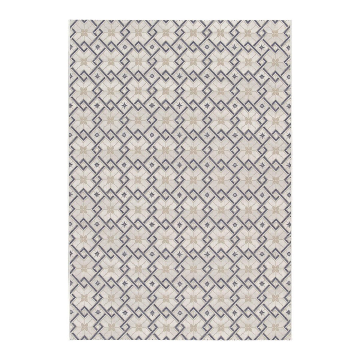 SWEEEK Tapis intérieur/extérieur vintage crème beige bleu Angie