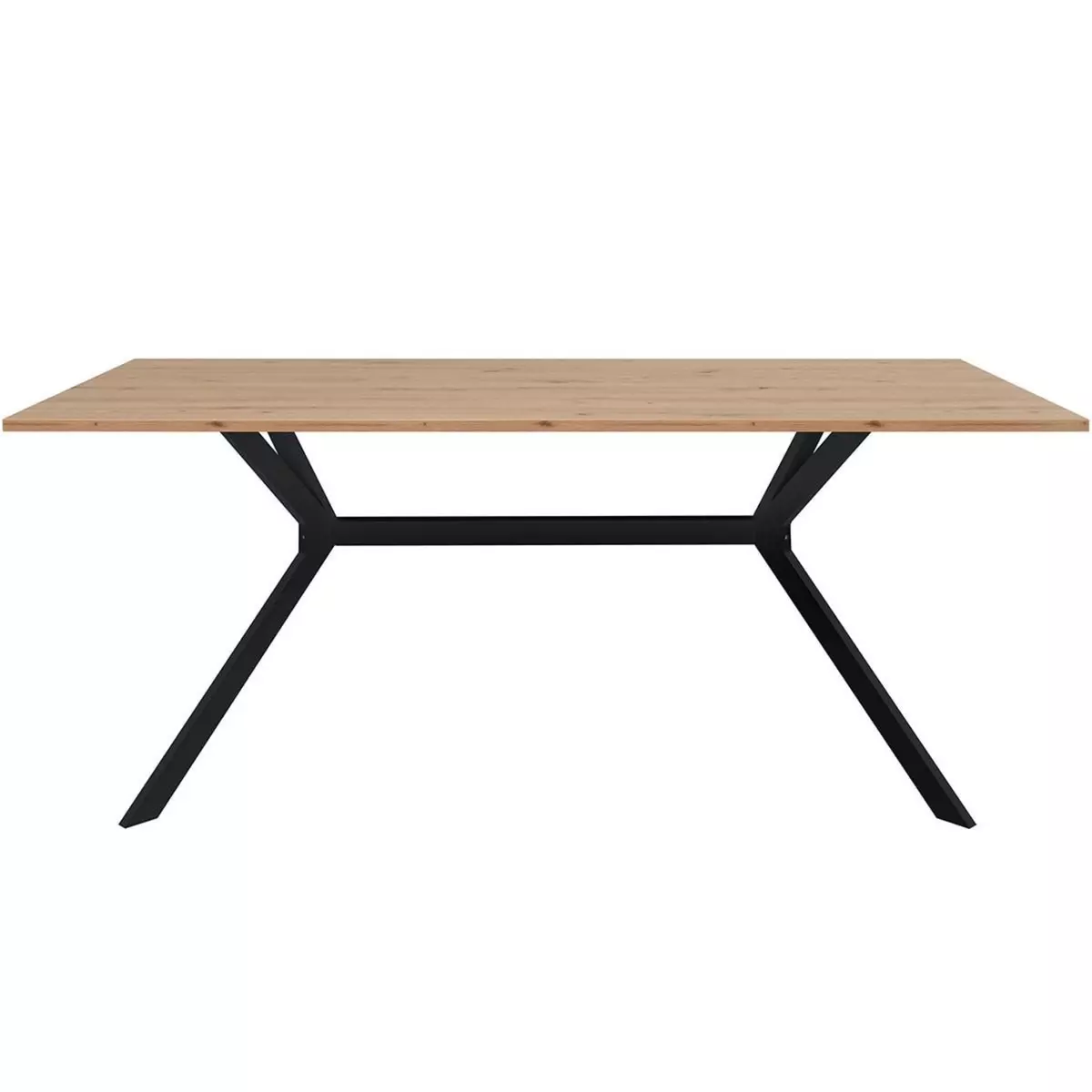 HOMIFAB Table à manger effet chêne clair, piètement noir 180 cm - Velia