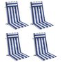 Voir la diapositive 3 : VIDAXL Coussins de chaise a dossier haut lot de 4 rayures bleu/blanc