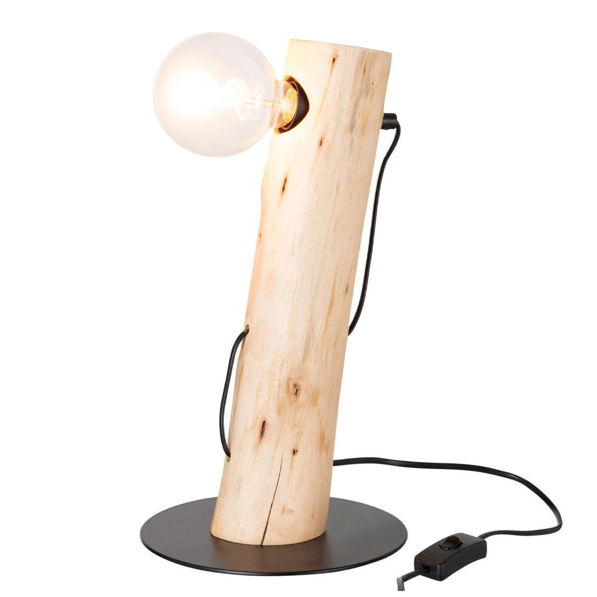 Voir la diapositive 2 : J-LINE Lampe à Poser en Bois  Silas  36cm Naturel