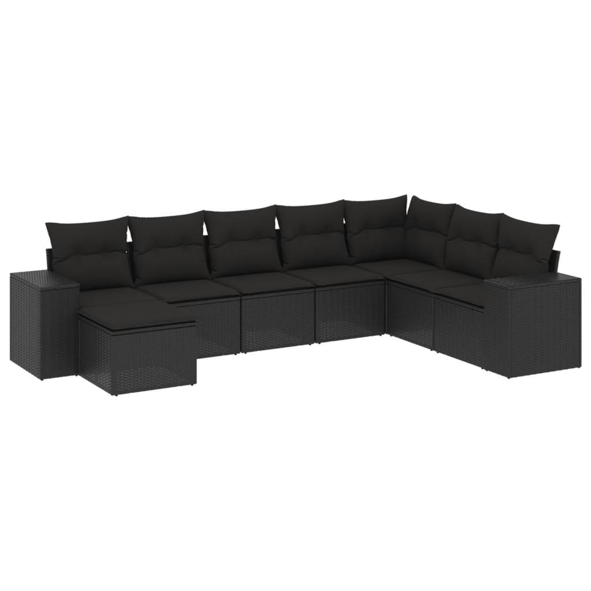 Voir la diapositive 2 : VIDAXL Salon de jardin 8 pcs avec coussins noir resine tressee