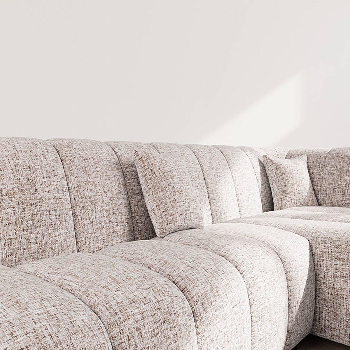 LISA DESIGN Curtis - canapé d'angle droit 4 places sans accoudoir en tissu texturé