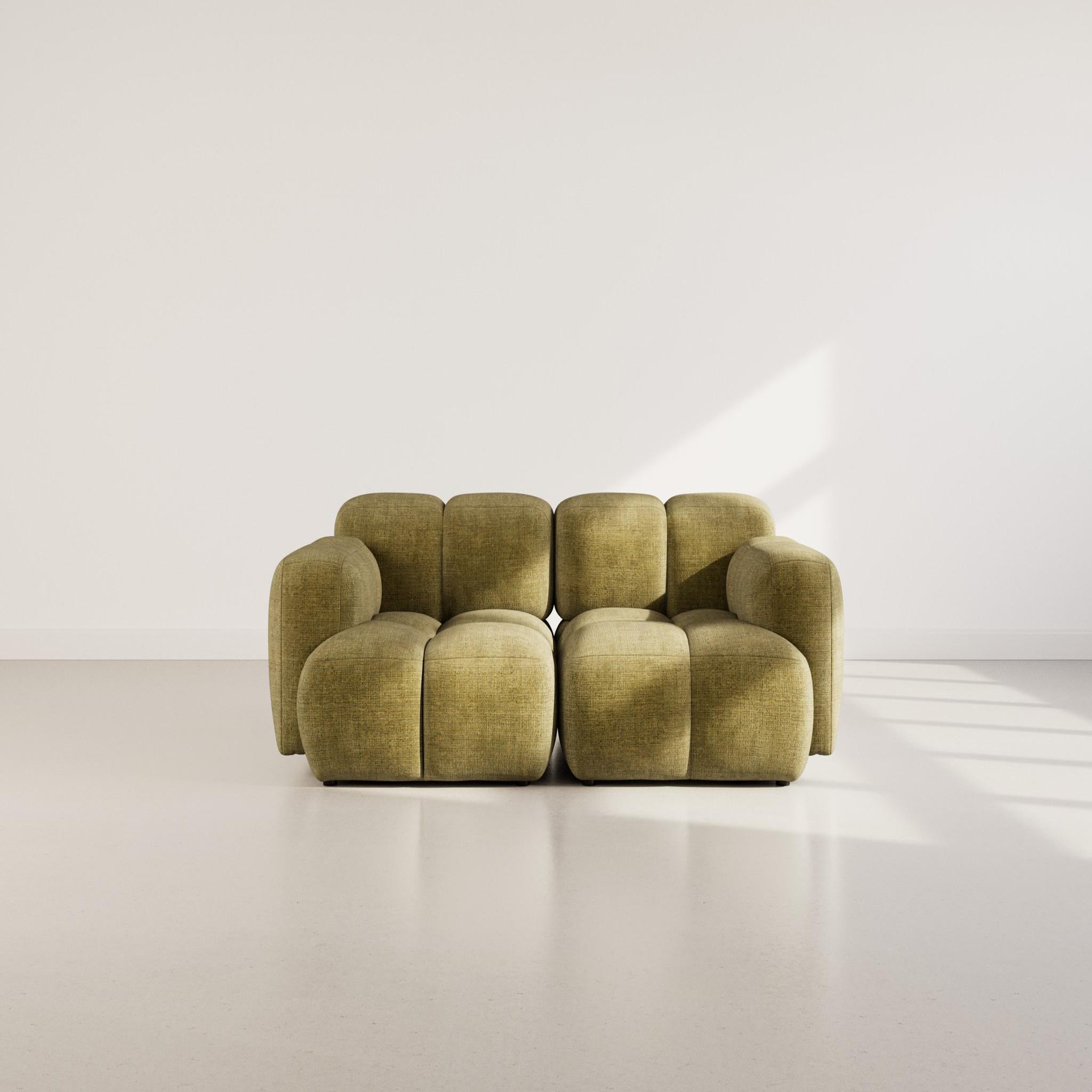 Voir la diapositive 2 : BEST MOBILIER Grace - canapé modulable 2 places en velours texturé