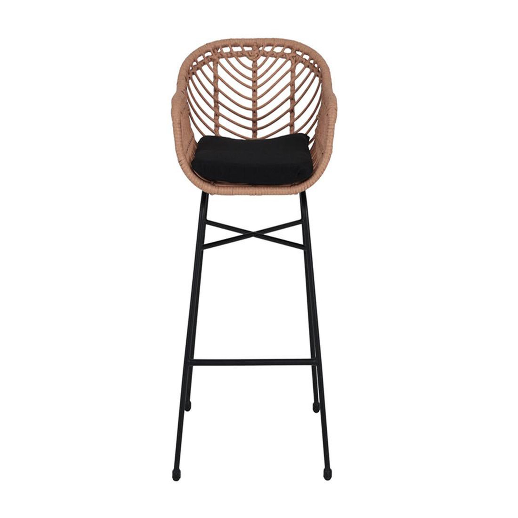 Voir la diapositive 3 : BEST MOBILIER Rosano - lot de 4 tabourets - effet rotin - couleur bois et noir