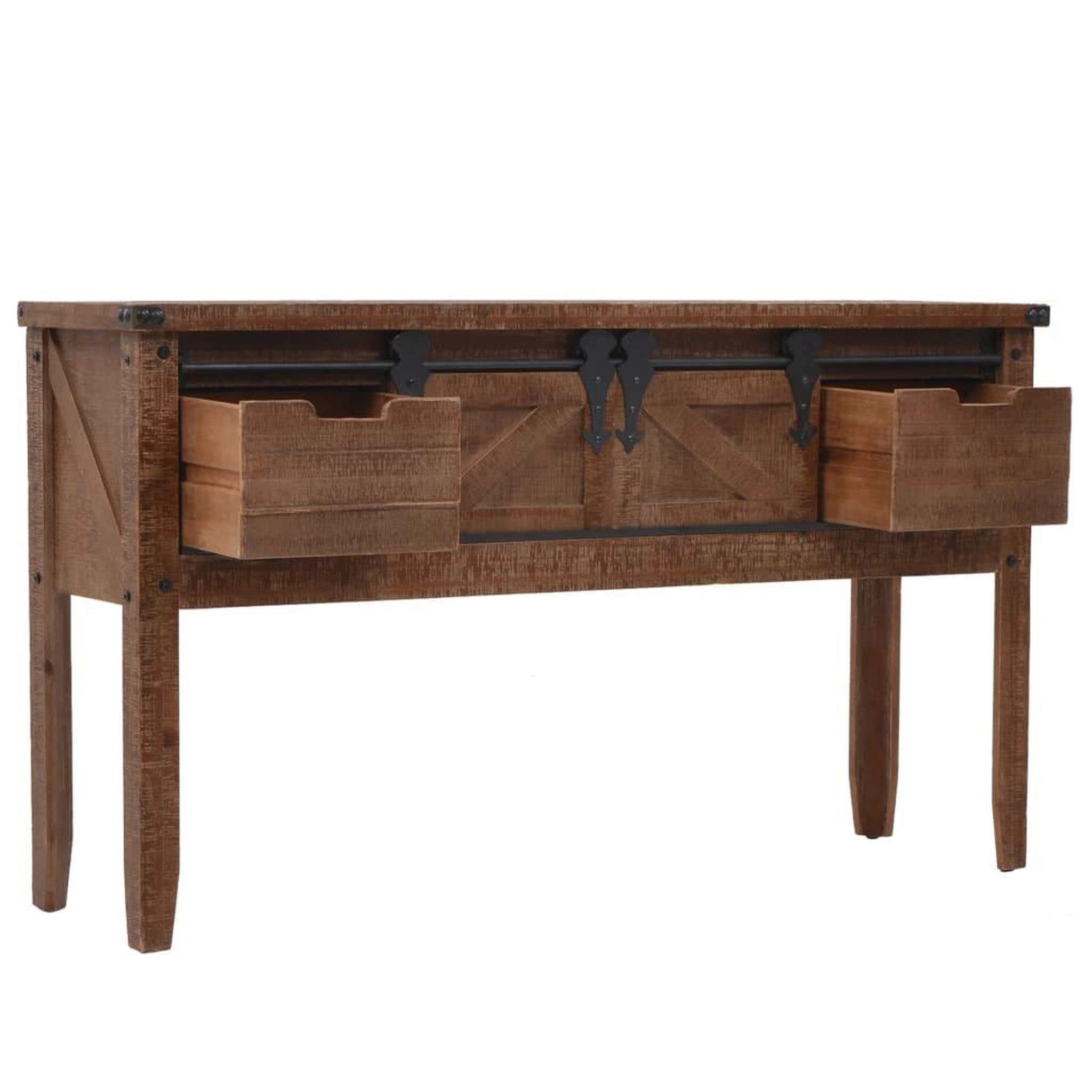 Voir la diapositive 4 : VIDAXL Table console bois massif de sapin 131 x 35,5  x 75 cm marron