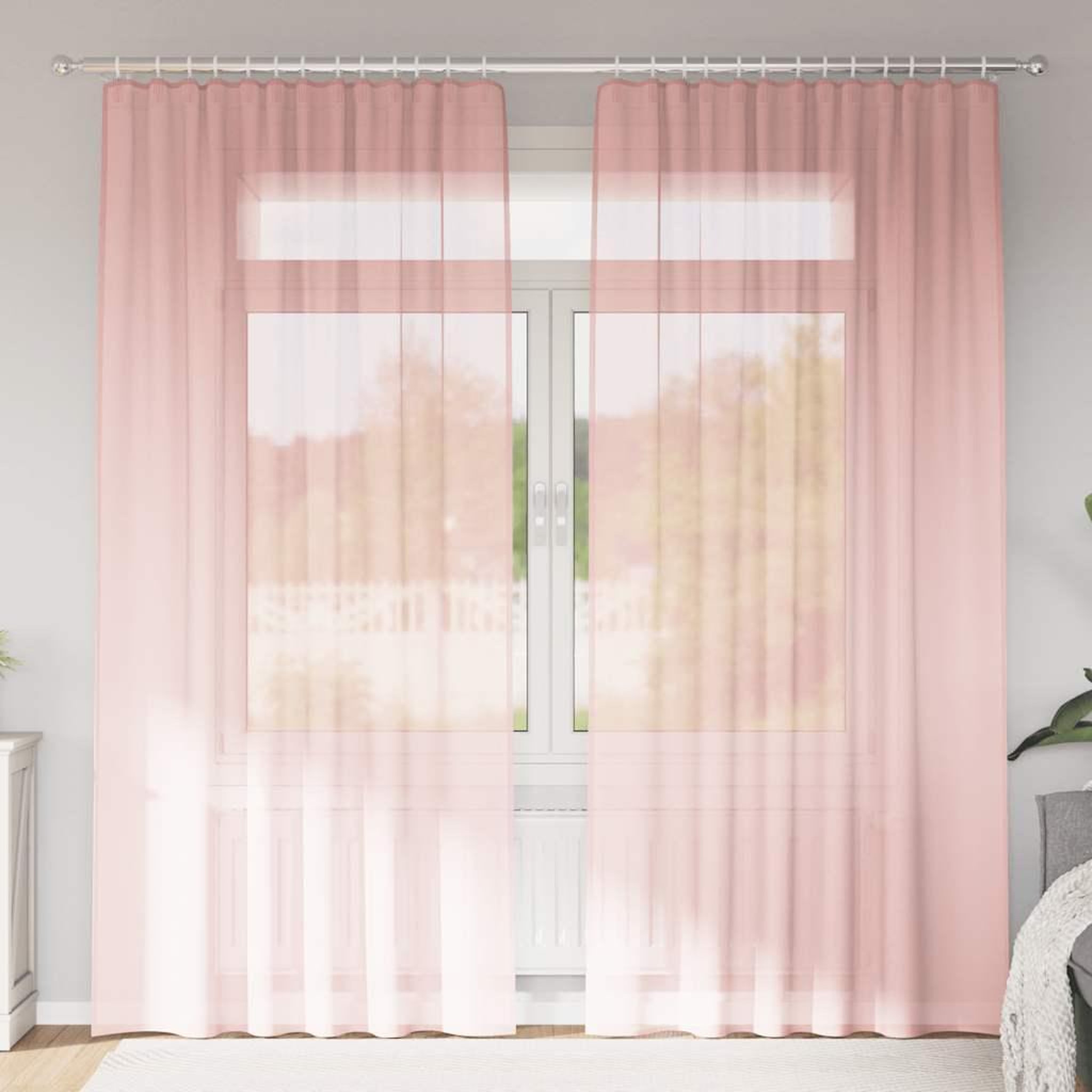 VIDAXL Rideaux en voile avec boucles 2 pcs rose 140x225 cm