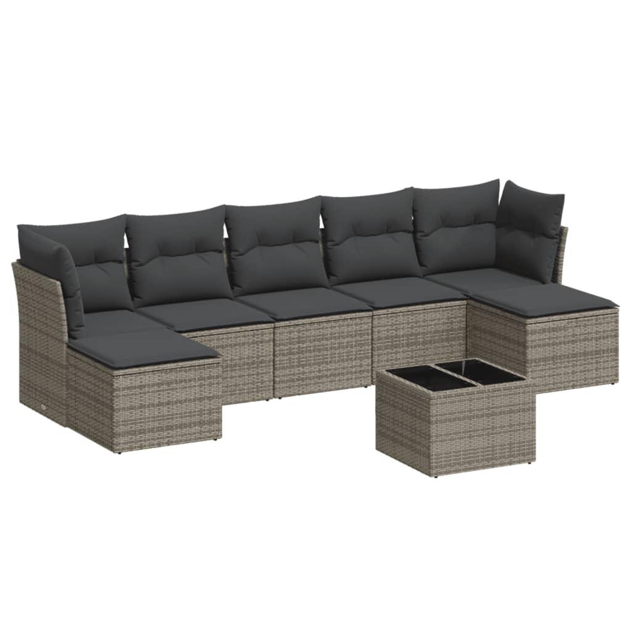 Voir la diapositive 2 : VIDAXL Salon de jardin 8 pcs avec coussins gris resine tressee