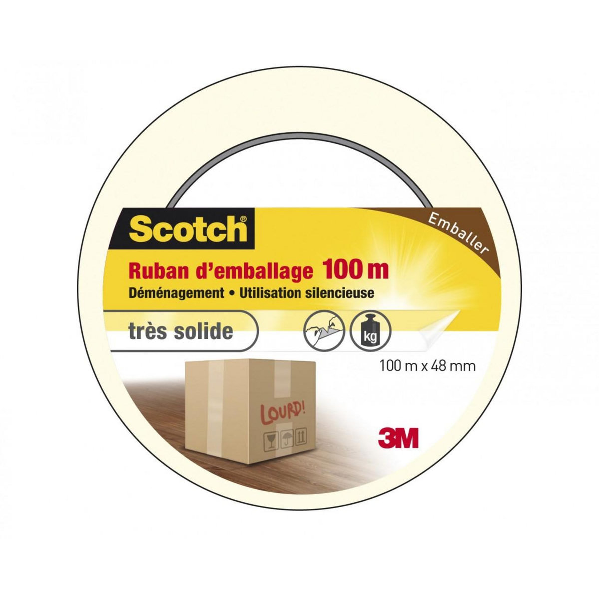 CENTRALE BRICO Adhésif SCOTCH emballage une face multiusage L.100 m x l.48 mm, transparent