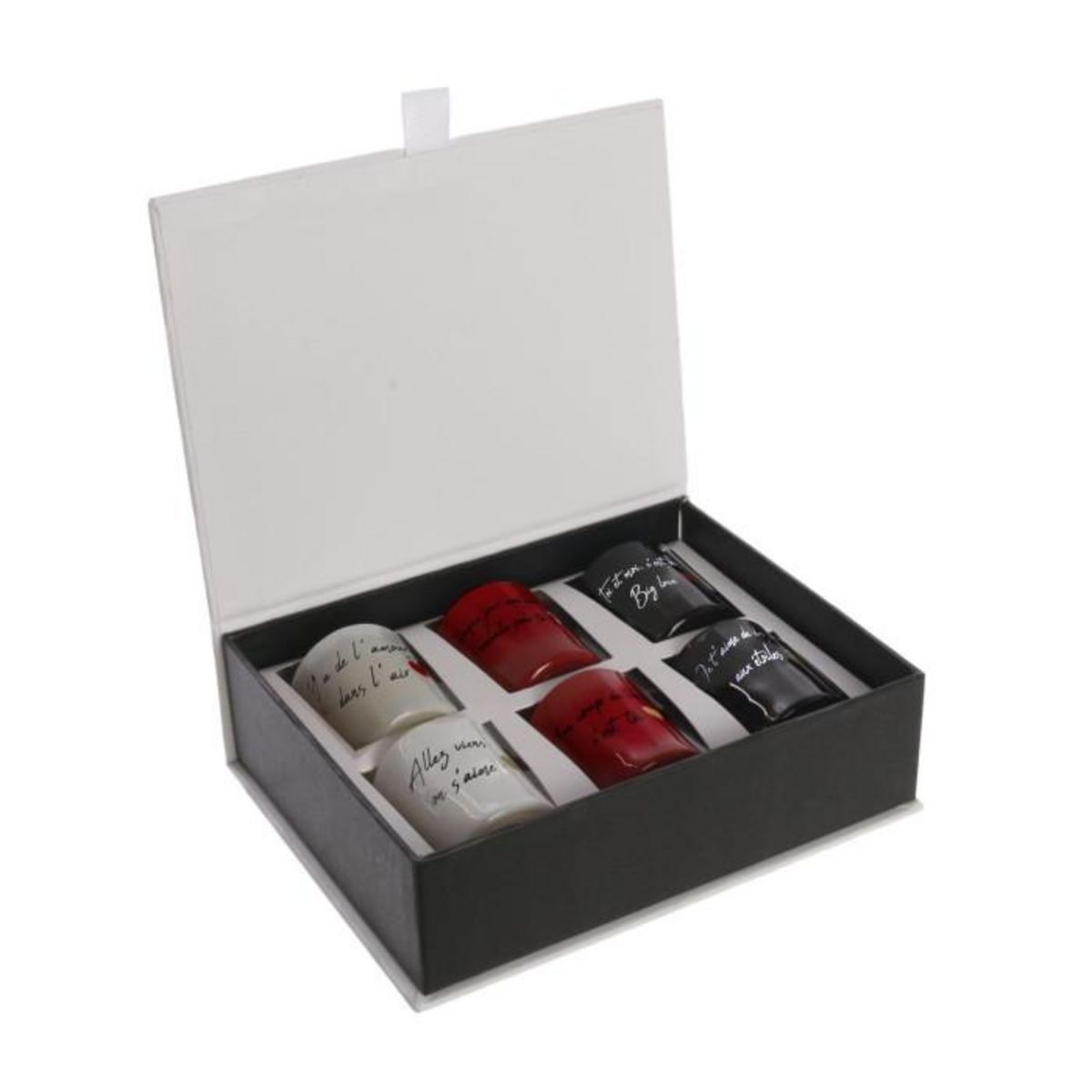 Paris Prix Coffret 6 Bougies Parfumées  Mots d'Amour  31g Noir