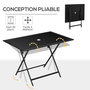 Voir la diapositive 4 : OUTSUNNY Table de jardin pliable 6 places - espace parasol - dim. 110 x 70 x 70 cm - métal époxy plateau verre trempé noir