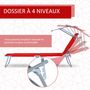 Voir la diapositive 4 : OUTSUNNY Transat bain de soleil pliable grand confort dossier et pare-soleil réglable multi-positions rouge