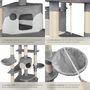 Voir la diapositive 4 : tectake Arbre à chat 201 cm avec griffoir et plateforme d'escalade gris/blanc