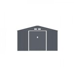 MARKET24 NEPTUNE Abri de jardin en métal 12,99 m² - 340 x 382 x 210 cm - Kit d'ancrage inclus, 2 portes coulissantes - Gris