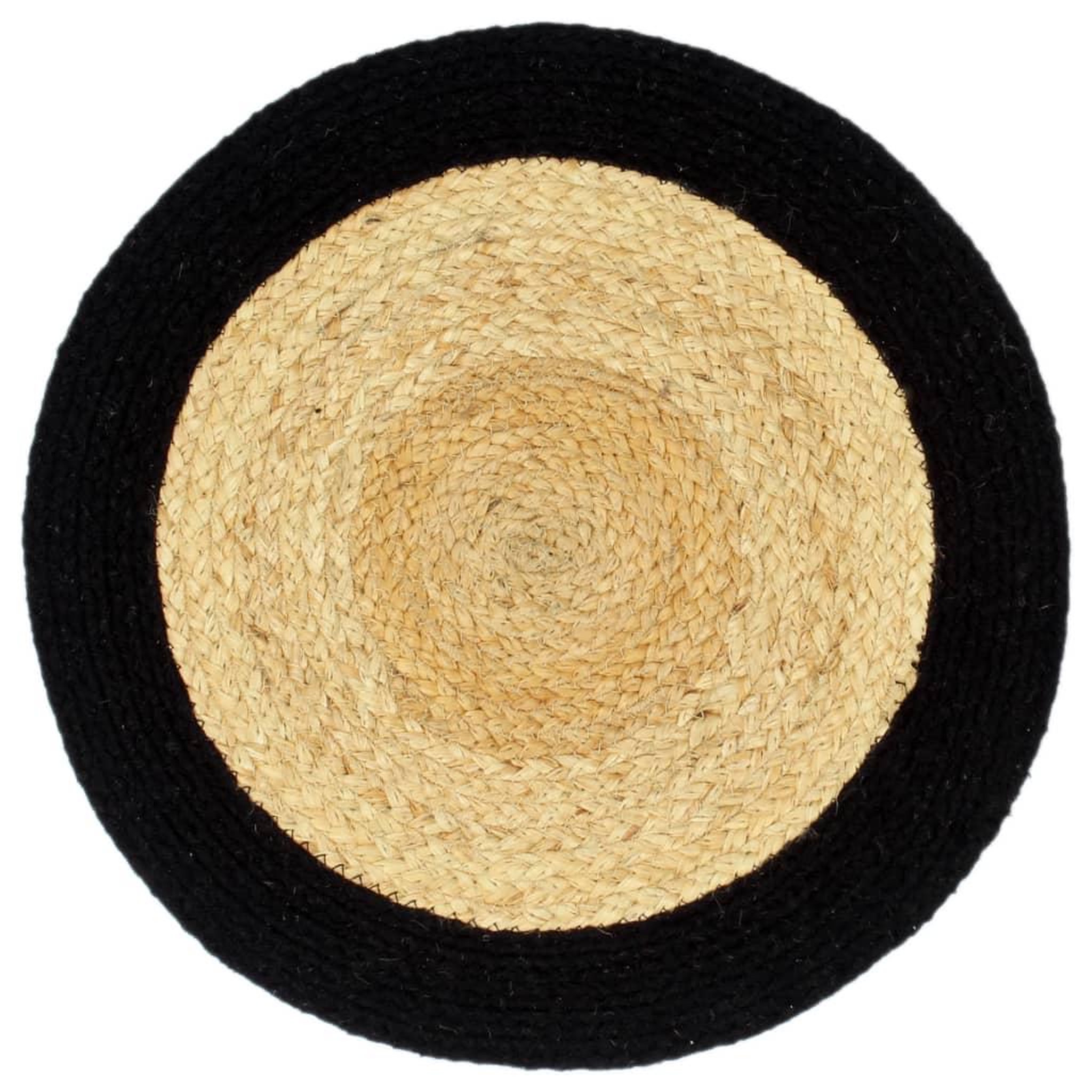 Voir la diapositive 2 : VIDAXL Napperons 6 pcs Naturel et noir 38 cm Jute et coton