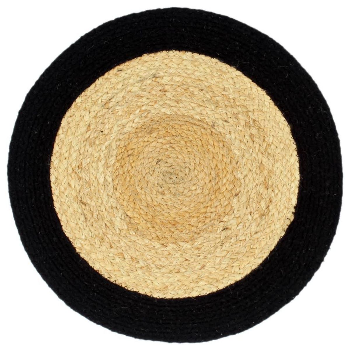 VIDAXL Napperons 6 pcs Naturel et noir 38 cm Jute et coton