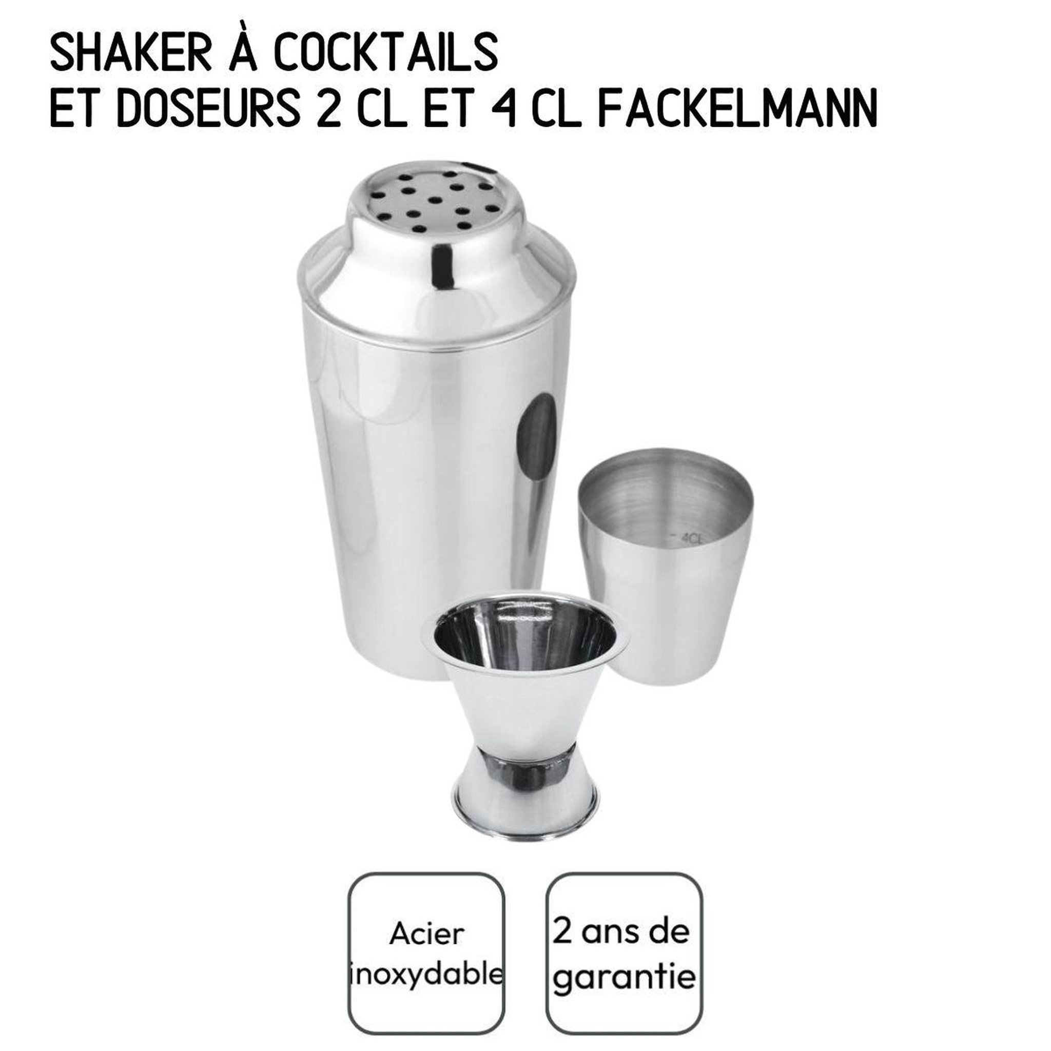 Voir la diapositive 5 : Fackelmann Set shaker à cocktails en inox 400 ml et doseur à alcool 2 cl et 4 cl fackelmann bar concept