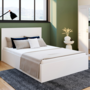 Voir la diapositive 4 : ID MARKET Lit coffre double SEASIDE avec tête de lit et sommier 140 x 190 cm blanc