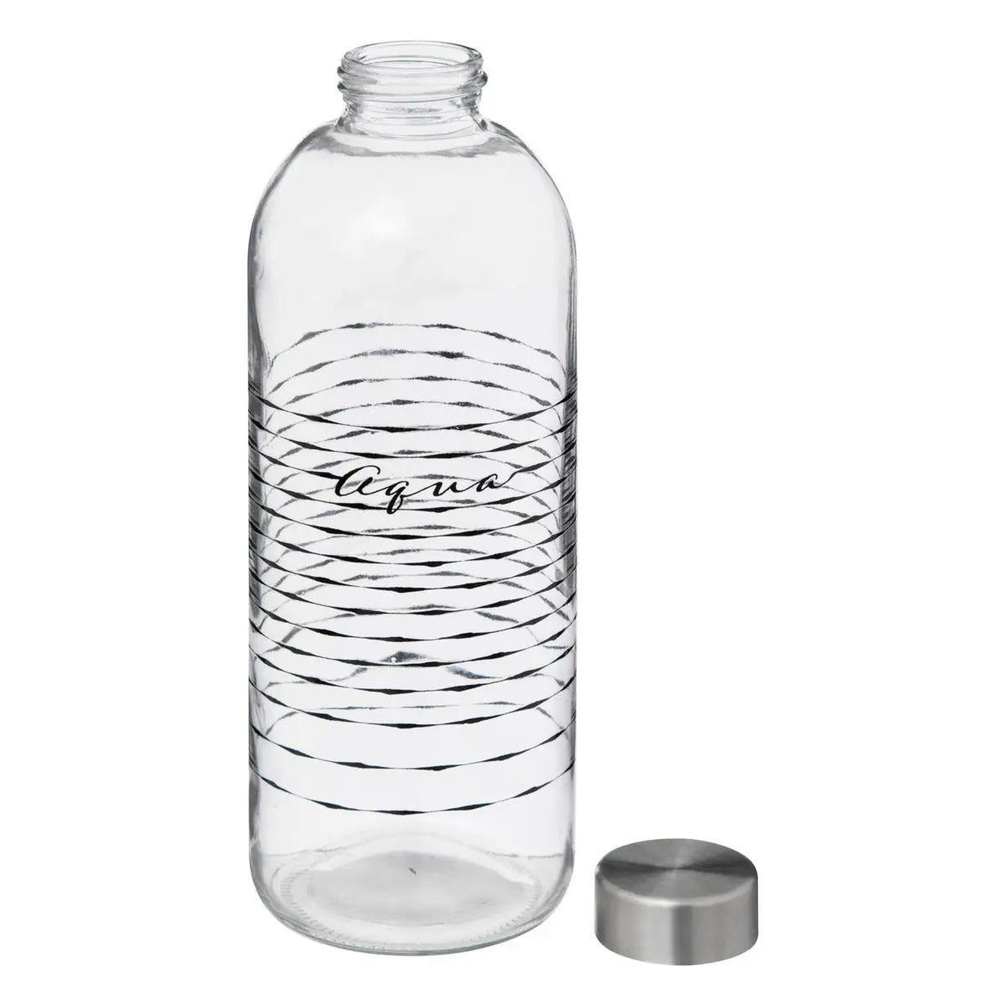 Voir la diapositive 2 : FIVE Bouteille en Verre  Aqua  1L Transparent