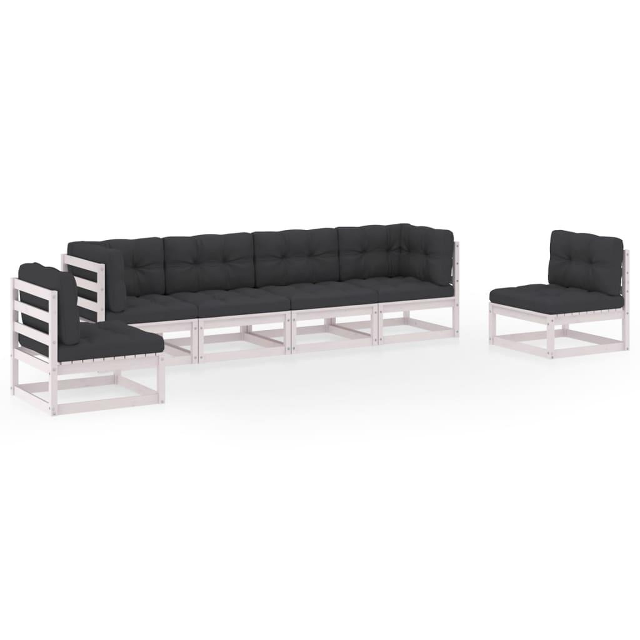 Voir la diapositive 2 : VIDAXL Salon de jardin 6 pcs avec coussins Bois de pin massif