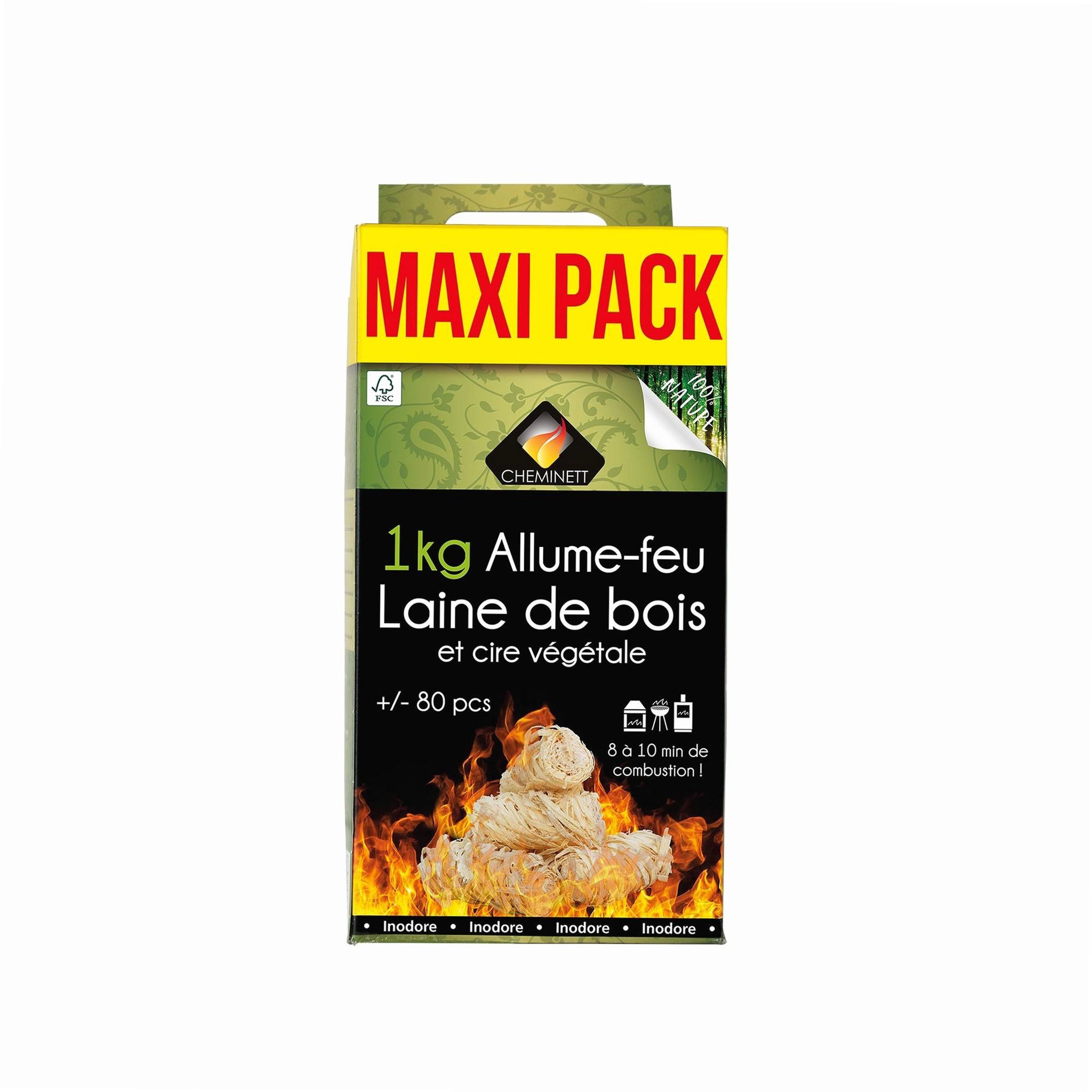 Voir la diapositive 1 : PYROFEU Allume feu laine de bois 100% végétal 1kg