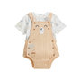 Voir la diapositive 1 : Petit Béguin Ensemble salopette bébé en gaze de coton et t-shirt Noisette