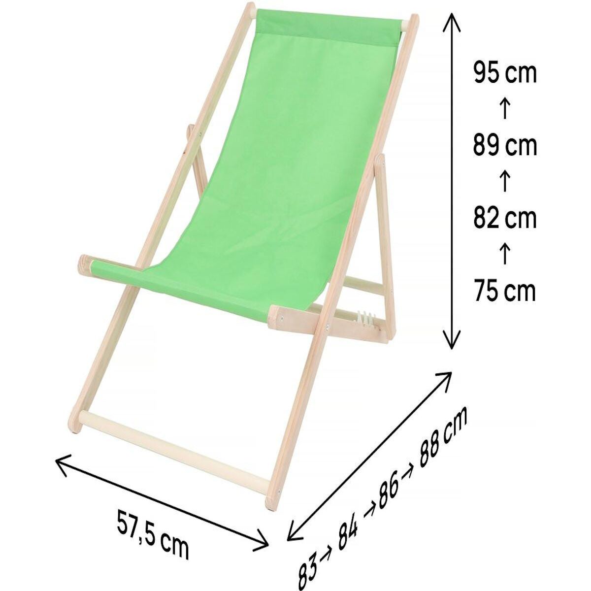 Habitat et Jardin Lot de 2 transats en bois  Chilienne  - 107 x 56.5 x 81 cm - Vert