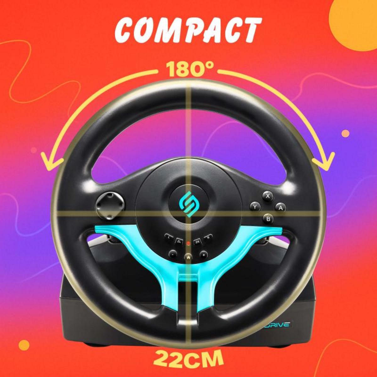 Subsonic Subsonic - Volant Superdrive SV250-S - Volant de Course Switch 2 / Switch. Rotation à 180 , avec pédales et palettes au volant - Blue Edition