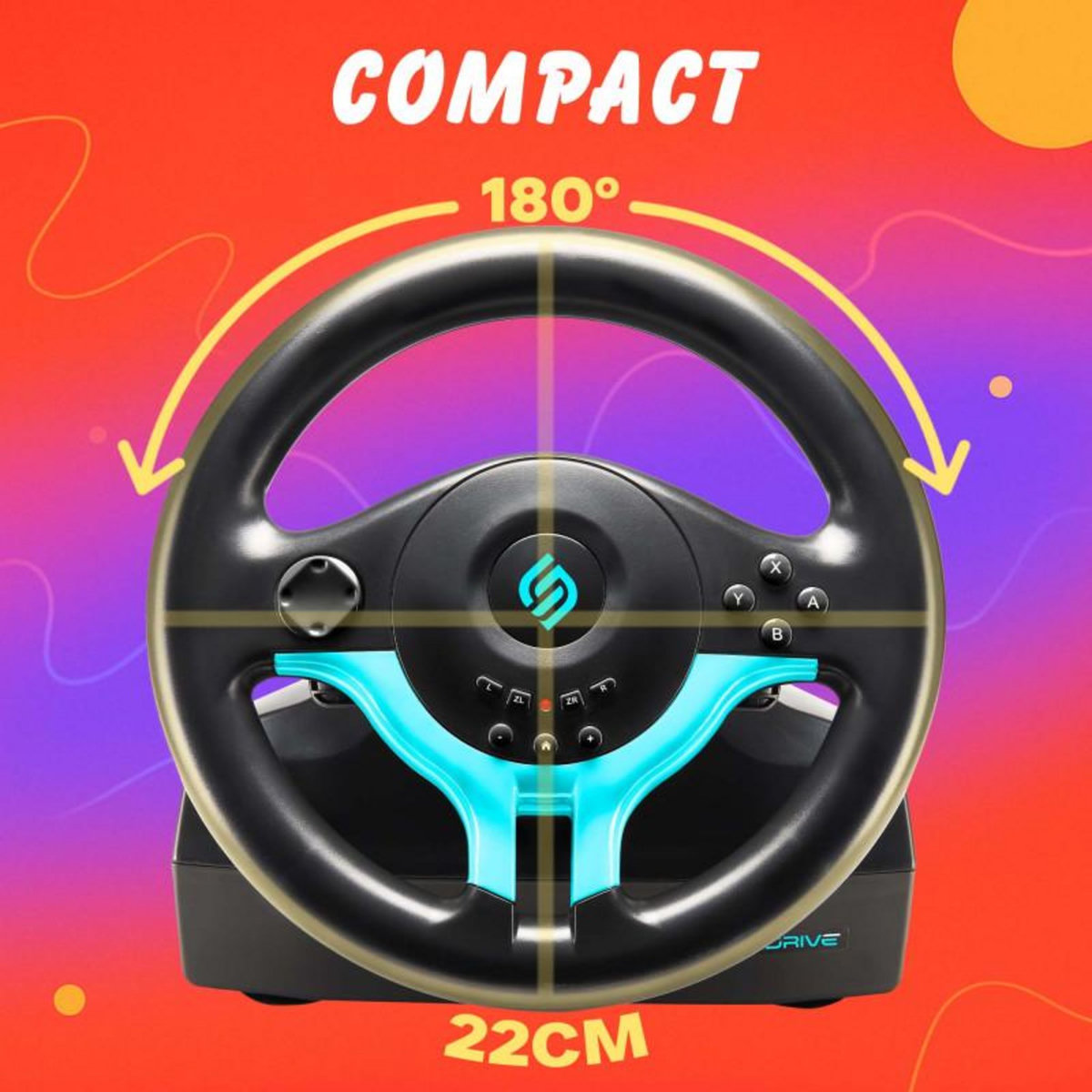 Subsonic Subsonic - Volant Superdrive SV250-S - Volant de Course Switch 2 / Switch. Rotation à 180 , avec pédales et palettes au volant - Blue Edition