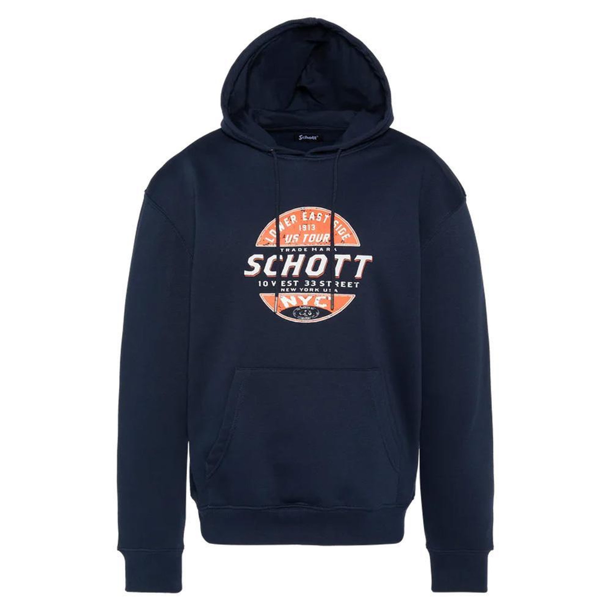 Schott Sweat à capuche marine homme schott swhustour. Coloris disponibles : Bleu