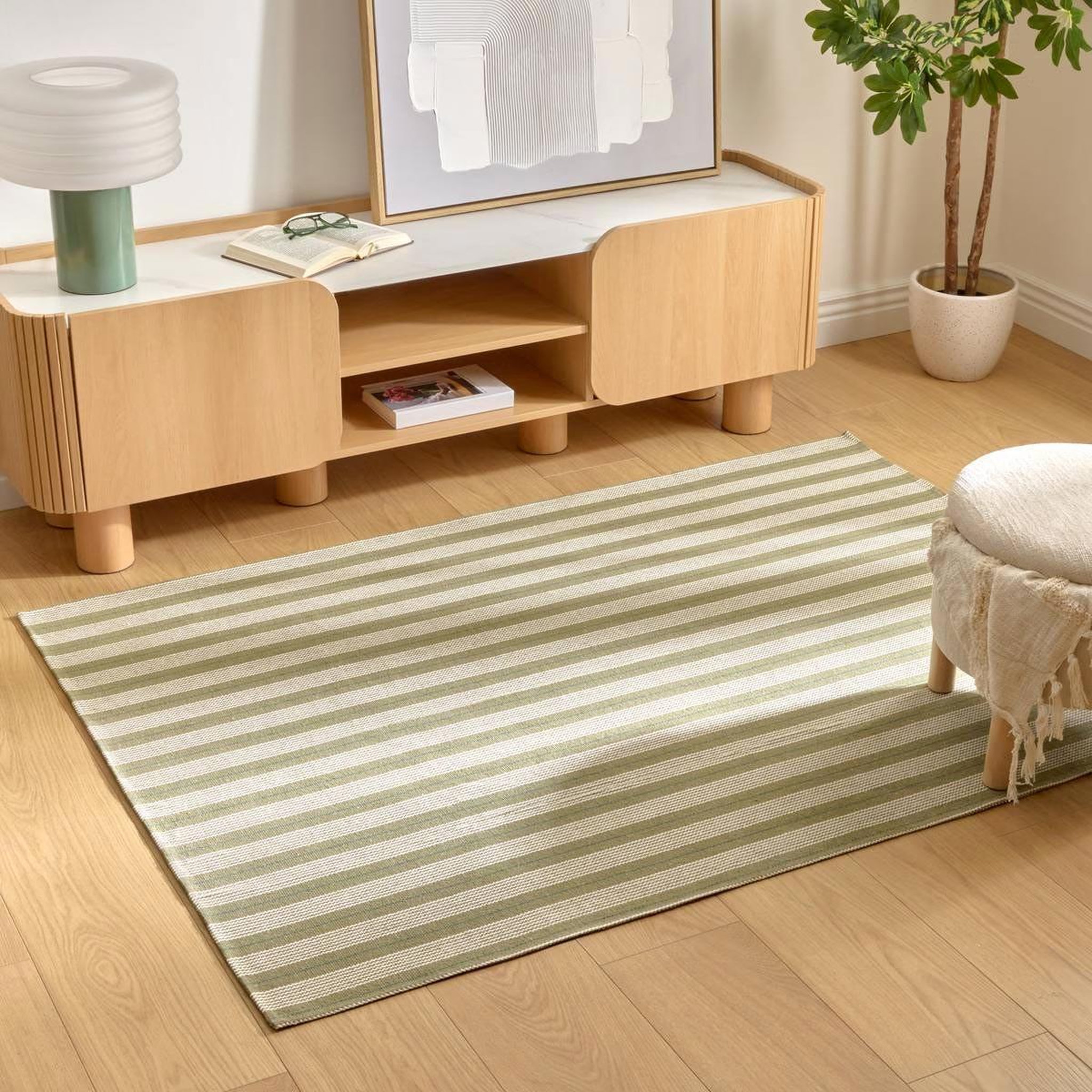 Voir la diapositive 3 : ATMOSPHERA Tapis à rayures  groove  120x170cm vert