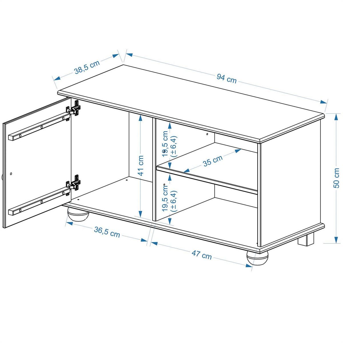 IDIMEX Meuble TV BELFORT, 1 porte et 2 niches, en pin massif