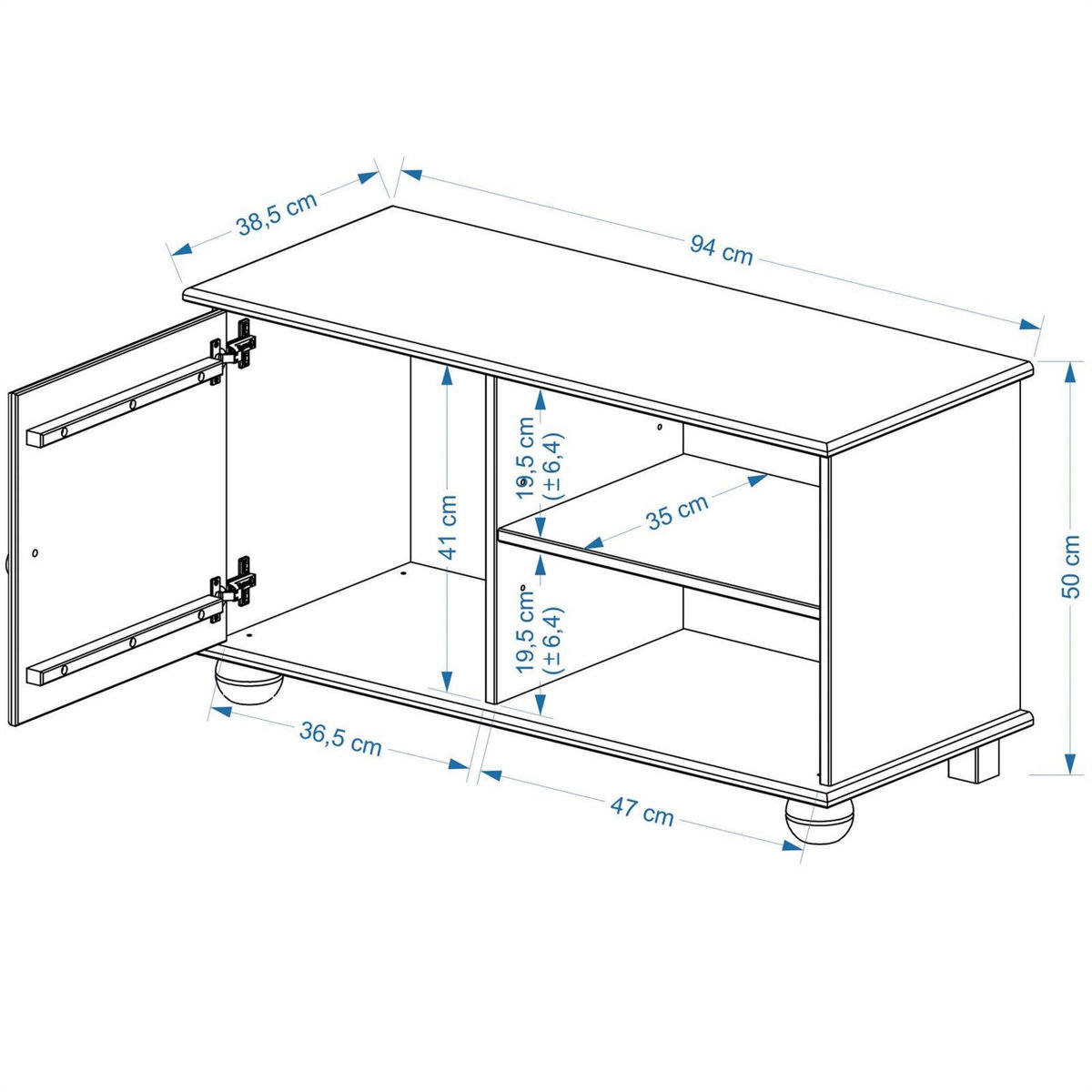 IDIMEX Meuble TV BELFORT, 1 porte et 2 niches, en pin massif