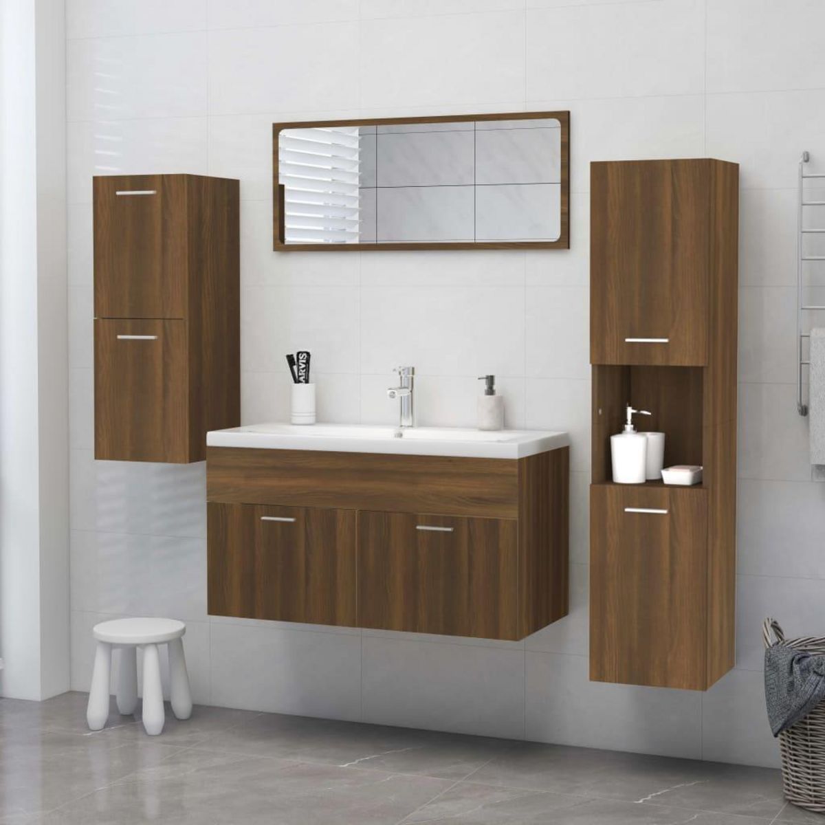 VIDAXL Armoire de bain Chene marron 30x30x130 cm Bois d'ingenierie