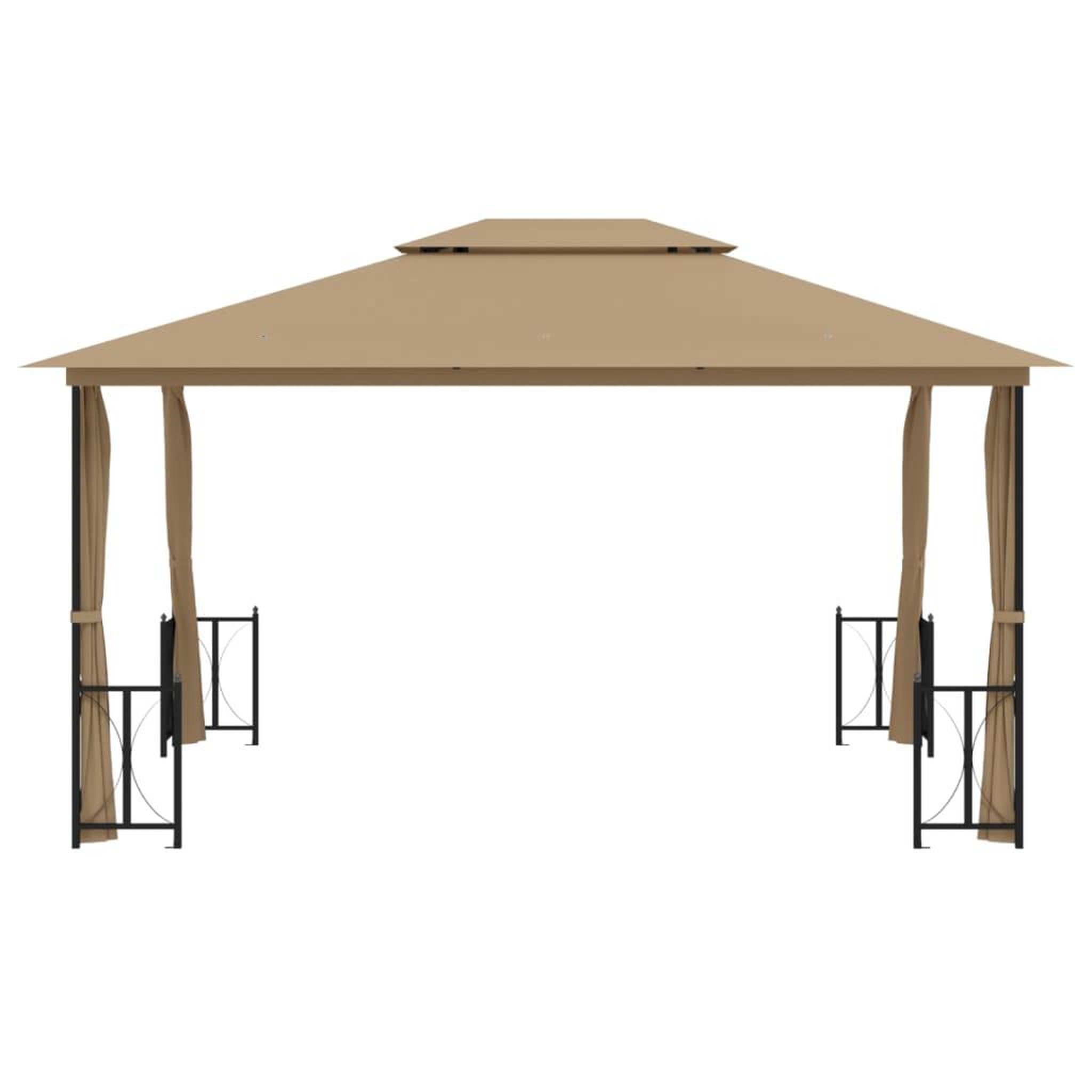 Voir la diapositive 3 : VIDAXL Tonnelle avec parois et toit double 3x4 m Taupe