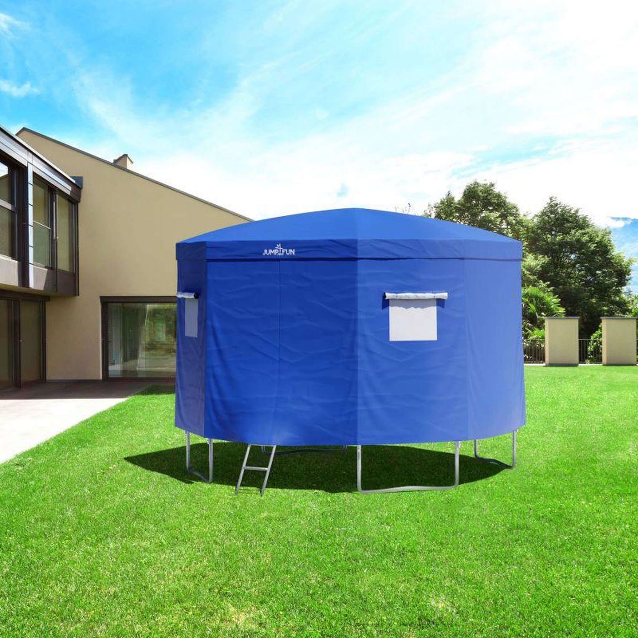 Voir la diapositive 6 : JUMP4FUN Tente cabane pour trampoline 12FT-366cm - Bleu