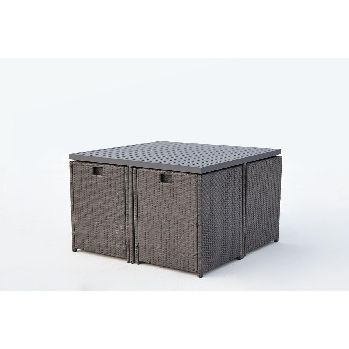 CONCEPT USINE Table et chaise 8 places encastrables alu résine gris-blanc SUNSET